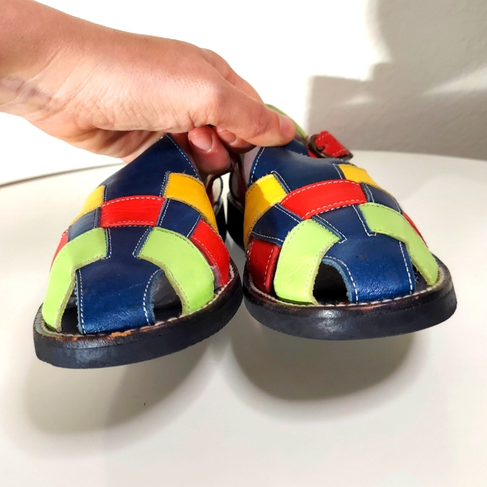 Hanna Anderson Multicolor Leather Ankle Strap Fisherman Sandals Women's Size 36 - Picture 10 of 16
